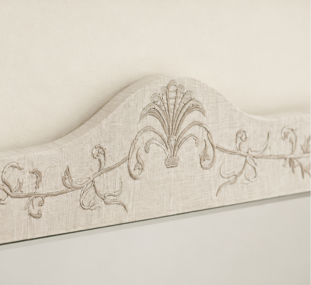 Linen Embroidered Wall Mirror